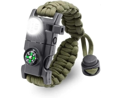 Pusula,Fenerli Yüksek Desibel Düdüklü Hayatta Kalma Kamp Bilekliği - HAKİ