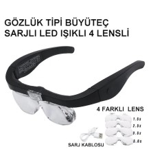 Şarjlı Gözlük Büyüteç 4 Farklı Lens -11537Dc