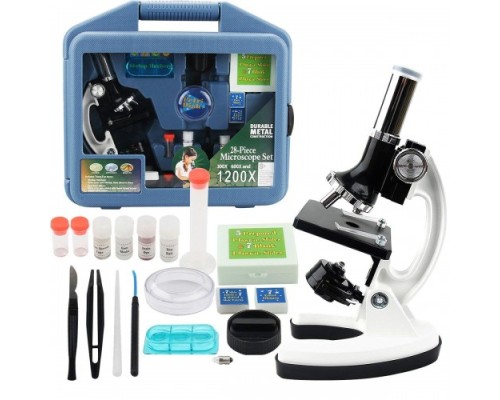 Mikroskop Taşınabilir Set 28 Parça Eğitim Mikroskop Kiti 300X 600X Ve 1200X Çocuklara