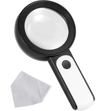 30X -12Işıklı Büyüteç Taşınabilir Çıft Katmanlı Optik Cam Okuma Büyüteç 2290-18