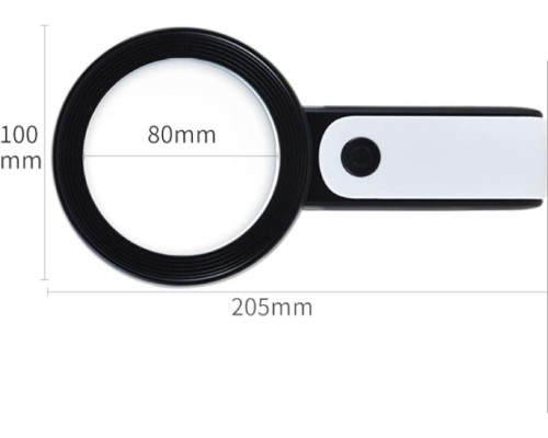 30X -12Işıklı Büyüteç Taşınabilir Çıft Katmanlı Optik Cam Okuma Büyüteç 2290-18