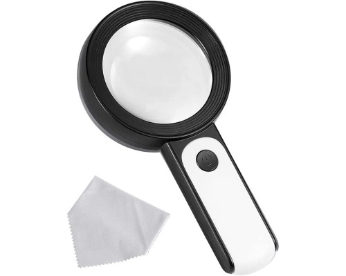 30X -12Işıklı Büyüteç Taşınabilir Çıft Katmanlı Optik Cam Okuma Büyüteç 2290-18