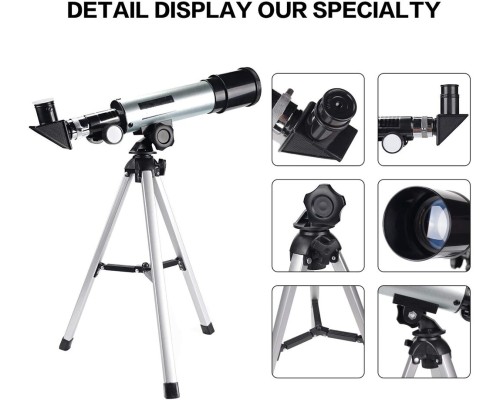 Mini Teleskop Kara Uzay Teleskobu Aliminyum Gövde Tripodlu 50 x 360
