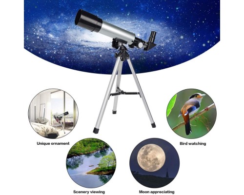 Mini Teleskop Kara Uzay Teleskobu Aliminyum Gövde Tripodlu 50 x 360