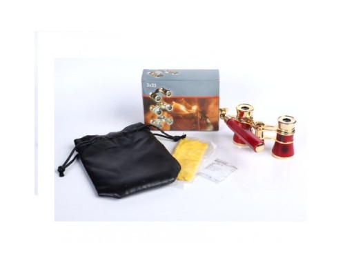 Nefis Işlemeli Tiyatro Opera Dürbünü 3x25 Prinç Metal Kaplamalı Retro Kahverengi