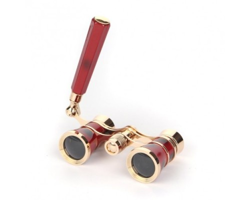 Nefis Işlemeli Tiyatro Opera Dürbünü 3x25 Prinç Metal Kaplamalı Retro Kahverengi