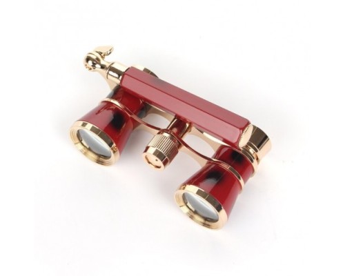 Nefis Işlemeli Tiyatro Opera Dürbünü 3x25 Prinç Metal Kaplamalı Retro Kahverengi