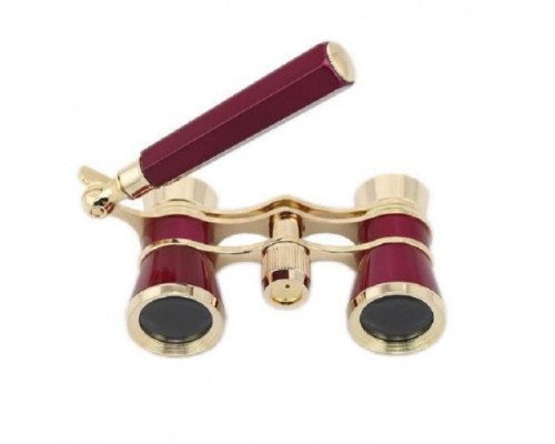 Nefis Işlemeli Tiyatro Opera Dürbünü 3x25 Prinç Metal Kaplamalı Retro Kahverengi