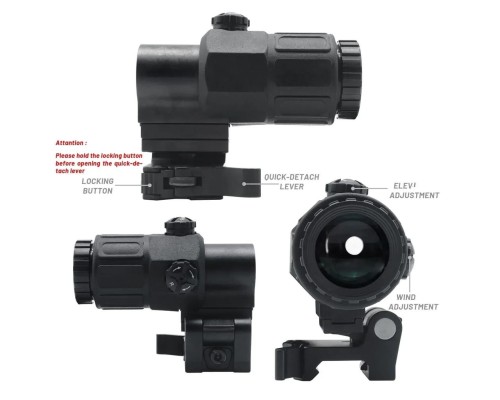 Nikula Magnifier 5x Yakınlaştırmalı Dürbün - 22mm Ray Uyumlu, Katlanır Yaylı Ayaklı