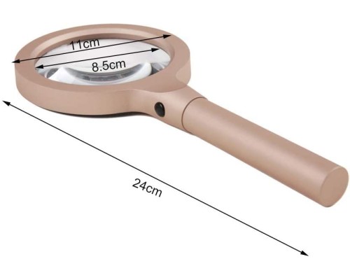 12 Led Işıklı 10X Büyüteç Yaşlılar Ve Çocuklar Için Okuma Saplı Metal Büyüteç 8013