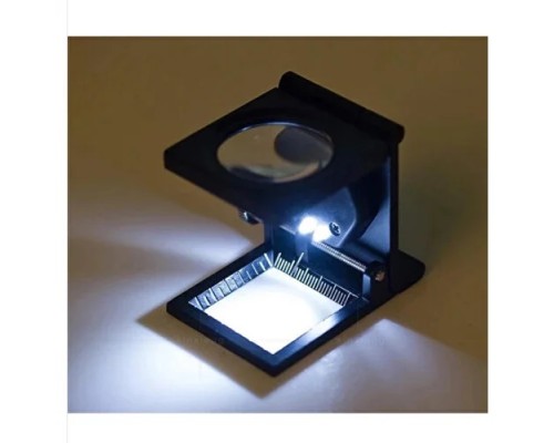 28x28 Mm Katlanır Sayaçlı Metal Lüp 2 LED Işıklı Büyüteç Tekstil TH-9005A