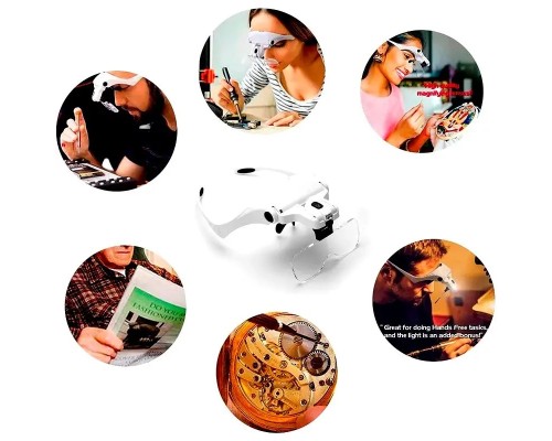 Şarjlı Gözlük Büyüteç Çalışma Büyüteci 5 Lensli 9892B2C