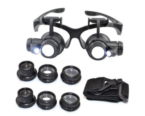 Gözlük Modeli 10X 15X 20X 25X Lens 2 Led Işıklı Büyüteç