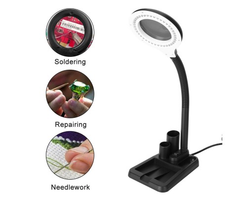Esnek 5X /10X 40 Led Işıklı Büyüteç - Lamba Büyüteç Okuma - Çalışma Lehim Masa Lambası A808