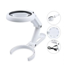 Usb Şarj Edilebilir Katlanabilir 3.5 - 10X Büyüteç 8 Ledli Masa Ve Eliçin Büyüteç FS90RC