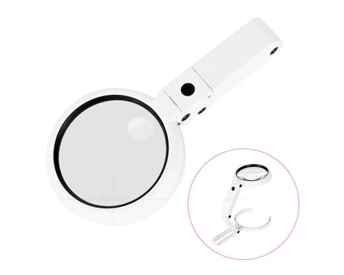 Usb Şarj Edilebilir Katlanabilir 3.5 - 10X Büyüteç 8 Ledli Masa Ve Eliçin Büyüteç FS90RC