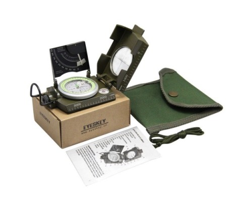 Prizmatik Suya Dayanıklı Işıltılı Pusula Ile Kılıfı Askeri Ordu Kamp Yürüyüş Seyahat Için Jeoloji Pusula