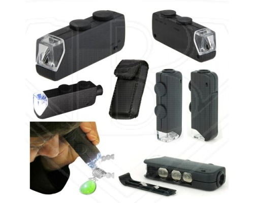 Mini 60X 100X Zoom Lens Odak Takı Led Cep Mikroskop Büyüteç