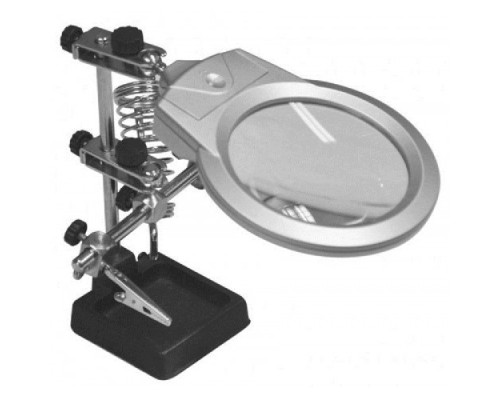 Ayarlanabilir Başlıklı Elektronikçi Yardım Lehim Standı Ile Ledli Büyüteç