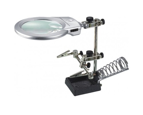 Ayarlanabilir Başlıklı Elektronikçi Yardım Lehim Standı Ile Ledli Büyüteç