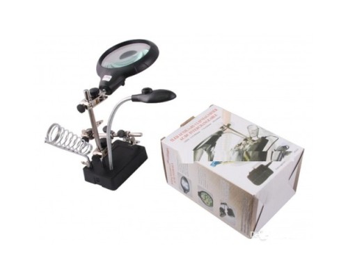 Masa Üstü Mandallı 2.5X90 Mm 7.5X34 Mm Mercekli Adaptörlu Işıklı Büyüteç