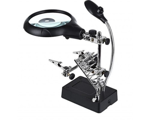 Masa Üstü Mandallı 2.5X90 Mm 7.5X34 Mm Mercekli Adaptörlu Işıklı Büyüteç