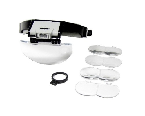 Lens Takmalı 5 Lenslı Led Lambalı Şapka Tip Büyüteç