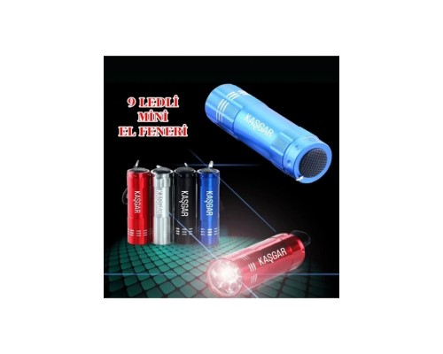 Süper Parlak 9 Ledli Metal Mini El Feneri