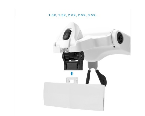 5 Lens 1.0X-3.5X 2Led Işıklı İle Ayarlanabilir Gözlük Büyüteç 9892B2