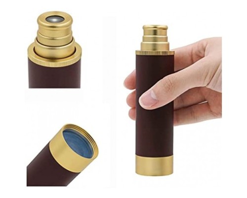 30X40 Panda Büyük Mercekli Pirinç Gövdeli Deri Çantalı Denizcilik Korsan Dürbün