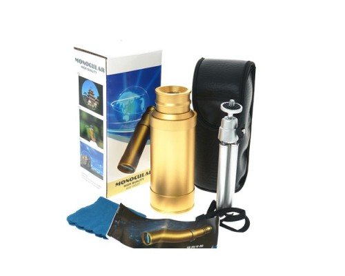 50X50 Panda Metal Gövde Tek Gözle Büyük Mercek Korsan Dürbün Gold