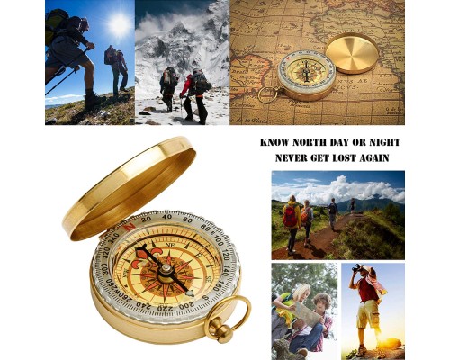 Yuvarlak Sarı Metal Kasa Su Geçirmez Fosforlu Dayanıklı Pusula G50