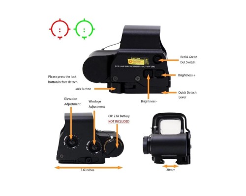 Nikula 558-G43 XPS2 Hedef İşaretleyici Red Dot - Holografik Nişangâh, 5x Büyütmeli Set-Siyah