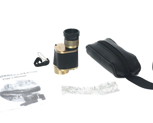 Baigish  6X24 Askeri Tarzi Pirinç Ve Deri Kaplamalı Deri Çantalı Monocular Dürbün Sarı