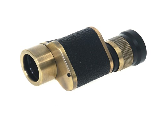 Baigish  6X24 Askeri Tarzi Pirinç Ve Deri Kaplamalı Deri Çantalı Monocular Dürbün Sarı