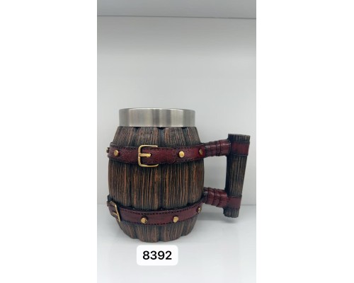 Büyük Boy Kemerli Fıçı Şeklinde Çelik Kupa Kod 8392