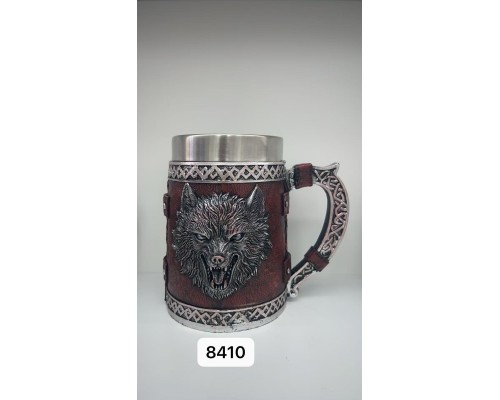 Büyük Boy Kurt Motifli Çelik Kupa Bardak Kod 8410