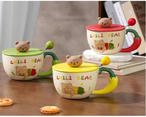 Chili Bear Kapaklı Kaşıklı Bardak