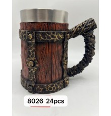 Büyük Boy Eskitme Motifli Çelik Kupa Kod 8026