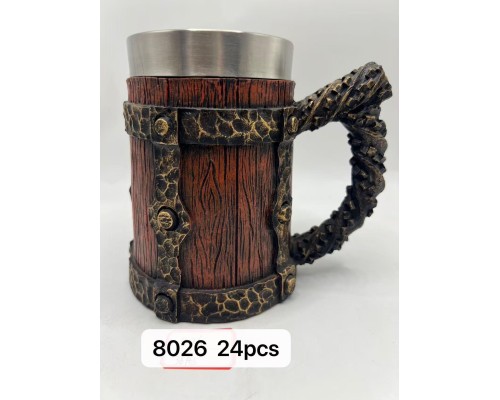 Büyük Boy Eskitme Motifli Çelik Kupa Kod 8026