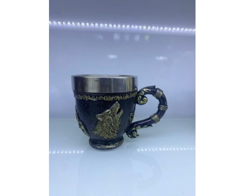 Kurt işlemeli Çelik Kupa Kod 6922