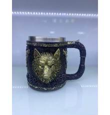 Kurt işlemeli Çelik Kupa Kod 6901