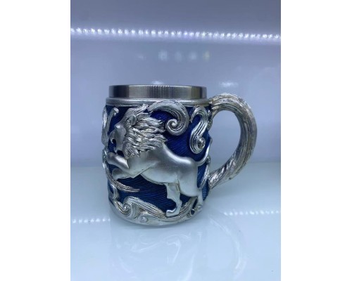 Aslan işlemeli Çelik Kupa Bardak Kod 6974