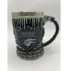 XH21 Büyük Boy winter coming işlemeli çelik kupa bardak