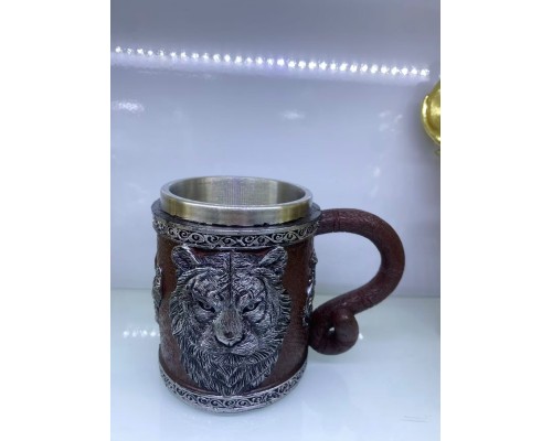 XQ12 Gümüş Kabartmalı Kaplan Çelik Bardak