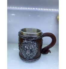 XQ15 Gümüş Kabartmalı Aslan Motifli çelik kupa