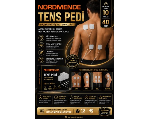 10 Paket 40 Adet Nordmende TENS Pedi 5×5 cm Kablolu Elektrot Ped – Yumuşak ve Esnek Medikal Ped
