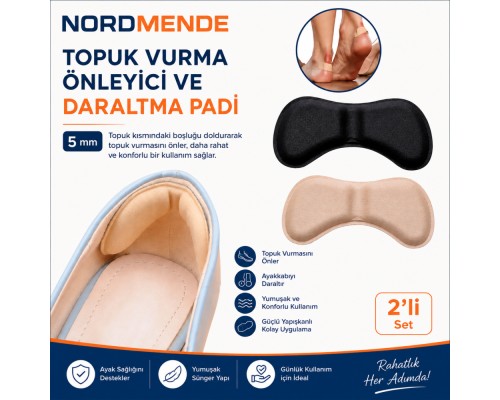 NORDMENDE 5 mm Topuk Vurma Önleyici Ayakkabı Daraltma Pedi 2'li Set