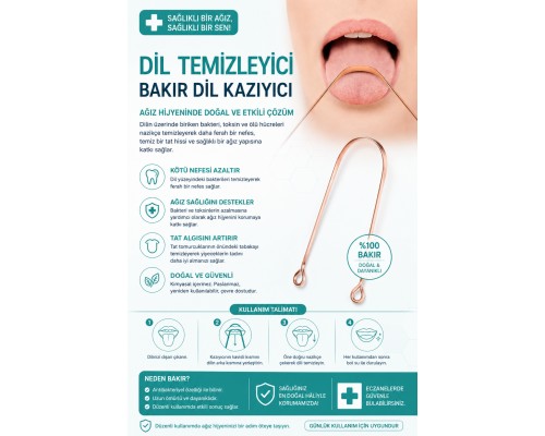 NORDMENDE Bakır Dil Temizleme Aparatı – Dil Temizleyici – Ağız Bakım Aparatı – Dil Kazıyıcı – Metal Dil Temizleme Ekipmanı