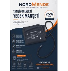NORDMENDE Dijital Tansiyon Aleti Manşeti 22-32 cm Evrensel Yedek Kol Manşeti Tüm Dijital Tansiyon Aletleri ile Uyumlu "Dijital Tansiyon Aleti Manşeti 22-32 cm Evrensel Yedek"